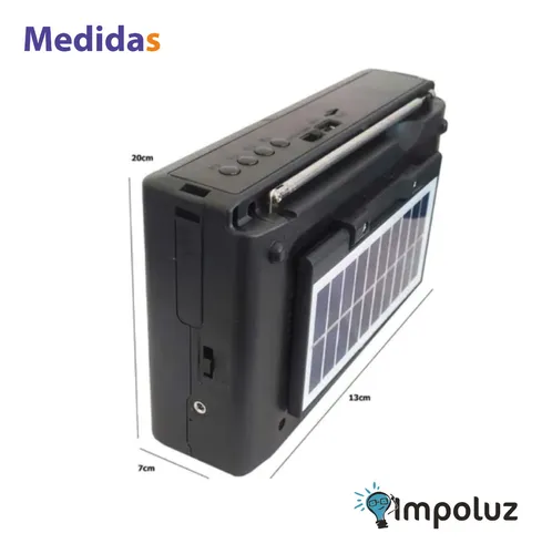 Radio Am Fm Recargable Multibandas Con Celda Solar Bluetooth