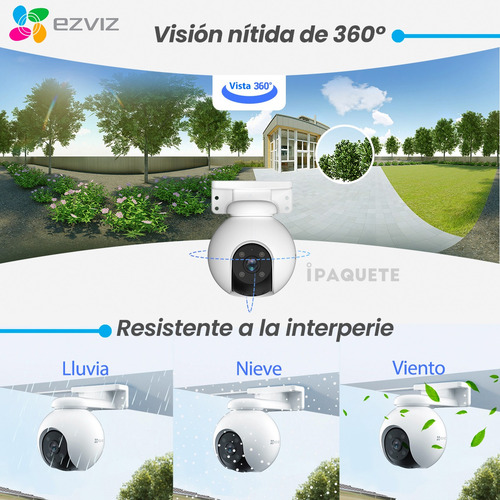 Kit 3 Cámaras Seguridad Ip Ezviz Wifi Domo Exterior 2k +32gb