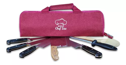  Chef Sac Estuche de viaje para cuchillos de chef, Más de 8  ranuras para cuchillos y herramientas, 2 solapas con cuchillo y bolsillo  de malla