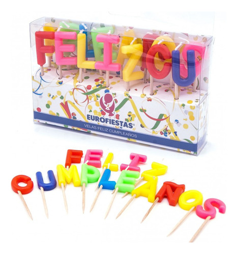 Velitas Velas Feliz Cumpleaños Multicolor Metalizadas Letras