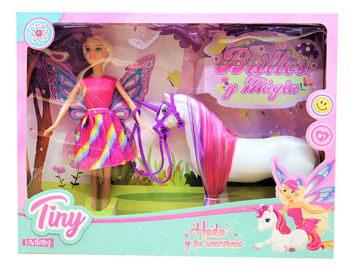 Muñeca Articulada Tipo Barbiee Tiny Hada Unicornio Brillos