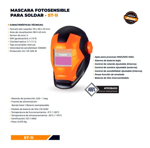 Mascara Fotosensible Careta Soldar Lusqtoff St1i Din16