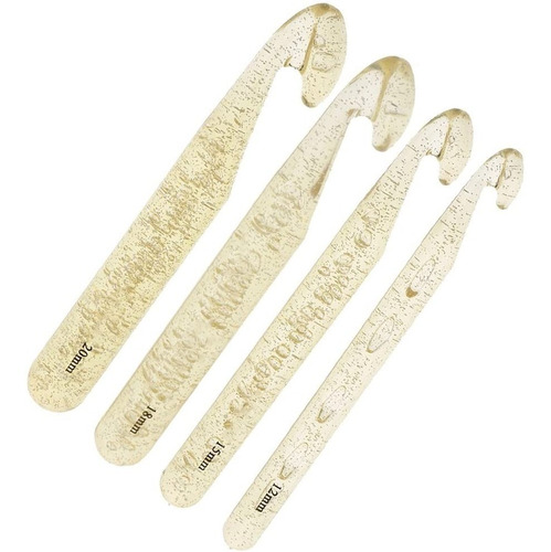 Imagen 7 de 7 de Set De 4 Crochet Jumbo Grueso 12 A 20mm + Accesorios (31pcs)