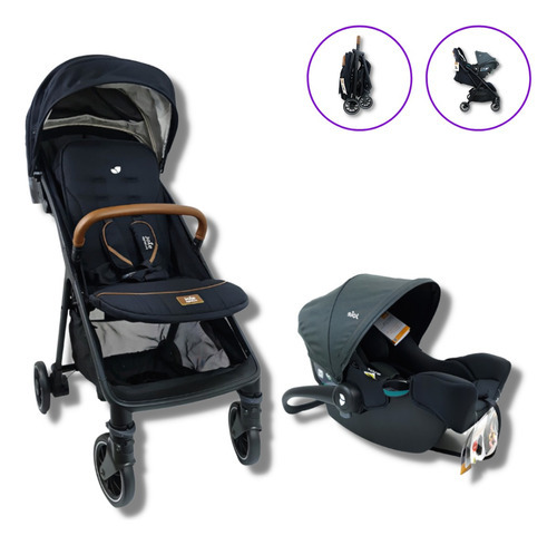 Carrinho De Bebê Reclinável+bebê Conforto Eclipse Parcel Cor do chassi Preto