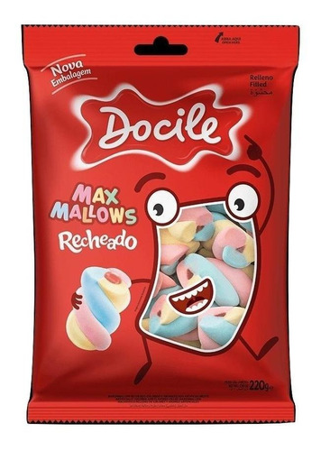 Marshmallow Twist Colorido Recheado 220g - Docile