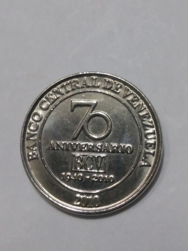 Moneda Bs 0,50 De Colección: 70 Aniversario Bcv. Año 2010