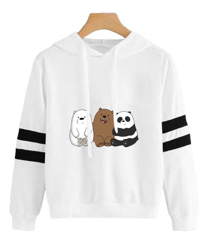 Hoodies Blanco De Mujer Estampado De Osos Escandalosos 