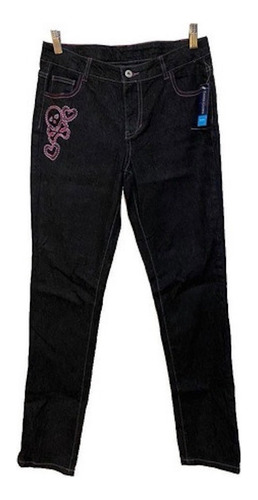 Pantalón Jean Importado Azul Oscuro Bordado Faded Glory