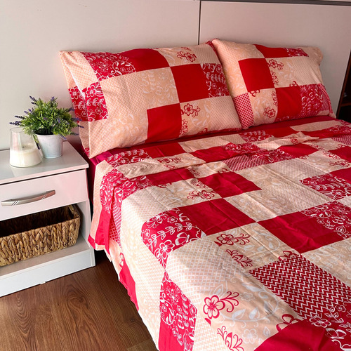Juego De Sabanas Queen Size Estampadas 4 Piezas Microfibra Color Pink Fresh Diseño De La Tela Liso