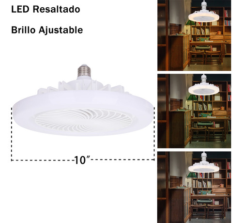 Lámpara Ventilador De Techo Con Control Remoto CM-TOP Dimmable Luz Led Color Blanco