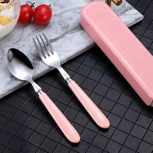 Soku Cubiertos Niños Personalizado Lonche Escuela Viaje Pic Color Rosa