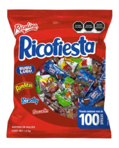 Dulces Surtido Ricolino Ricofiesta 100 Unidades 1.5 Kg