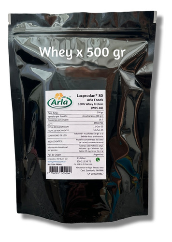 100% Whey Protein Limpia 500 Gr - g a $130