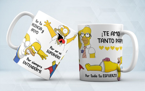 Taza De Ceramica Homero Simpson Dia Del Padre Papa Regalo
