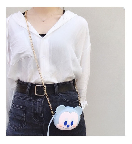 Monedero Bolsa Bolso De Silicona Con Cadena Para Colgar Color Azul Claro