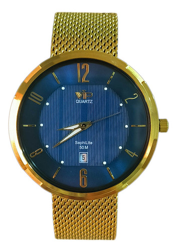 Relógio Masculino Vip Dourado  Saphilite Calendário