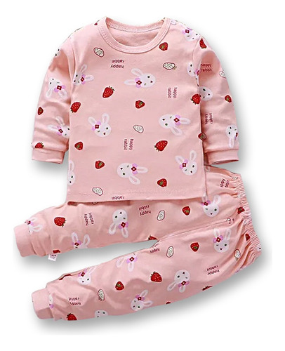 Conjunto Algodón 2pzas De Estampado Pijamas P Niños 0-4 Años