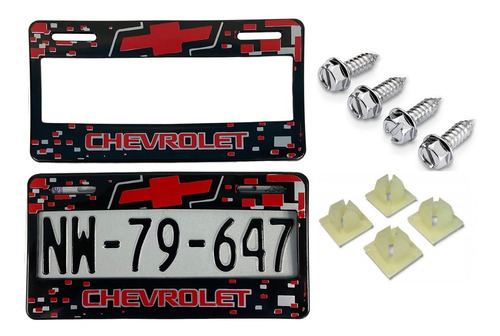 Par De Portaplacas Chevrolet Rojo Blazer Tahoe Con Tornillos