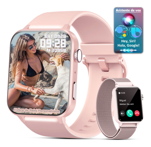 1.85'' Reloj Inteligente Smart Watch Mujer Bluetooth Llamada