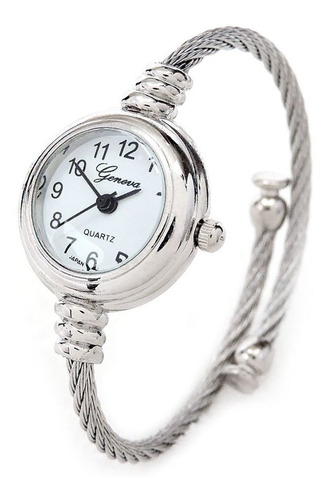 Reloj Mujer Geneva Slcbl13 Cuarzo Pulso Plateado En Acero
