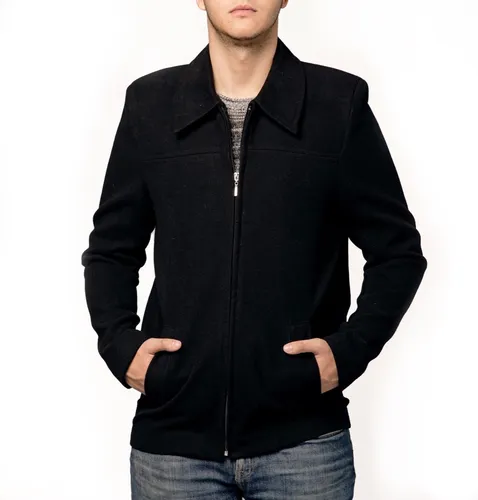 Abrigo negro hombre discount