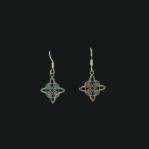 Aretes Nudo De Brujas Chico Curado Luna Llena Plata 925