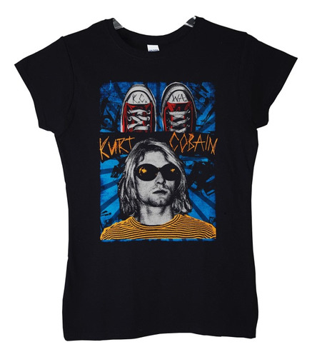 Polera Mujer Nirvana Kurt Cobain Sneakers Rock Abominatron