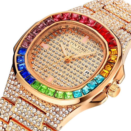 Relojes De Lujo Con Diamantes Coloridos Y Brillantes, Reloj