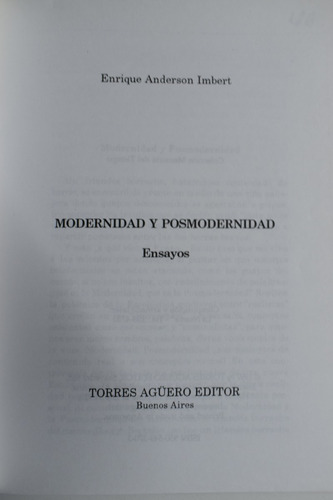 Modernidad Y Posmodernidad: Ensayos Enrique Anderson Imbc174 (Usado)