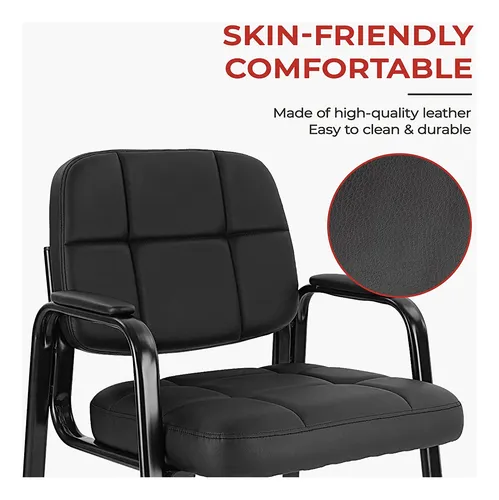 Silla De Invitados De Sala De Espera Con Reposabrazos Negro