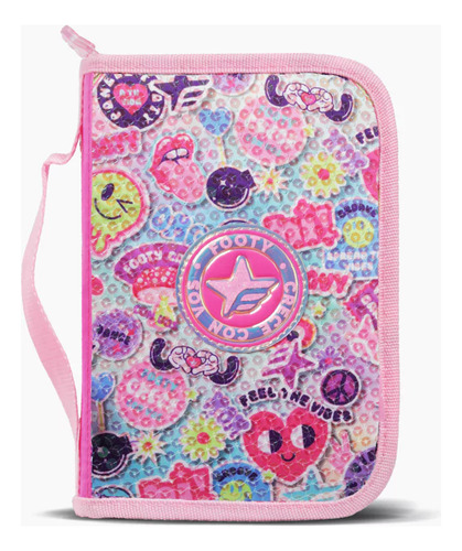Footy Cartuchera Rígida Con Un Cierre Magic Patch F62084 Color Fucsia Lisa
