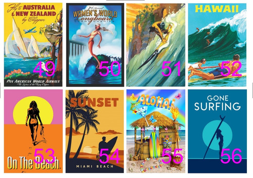 Imagem 4 de 7 de Quadros Mdf Surf Vintagem 5 Unidades