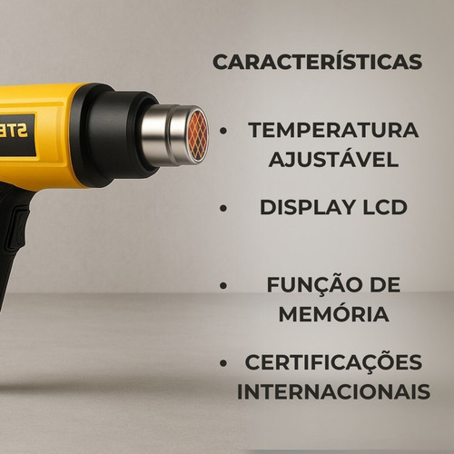 Pistola Soprador Térmico Lcd 1200w 110/220v Temperatura 650°