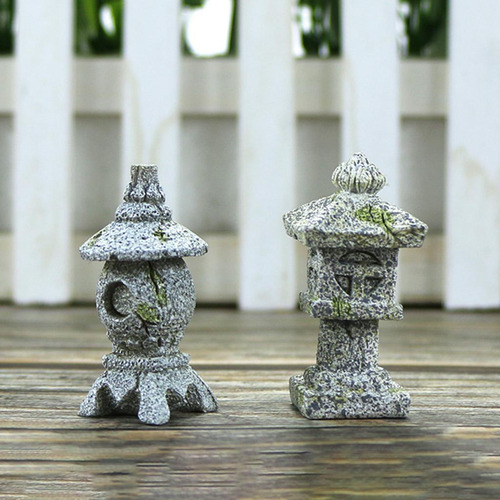 1 Par De Estatuas De Linterna De Pagoda En Miniatura De
