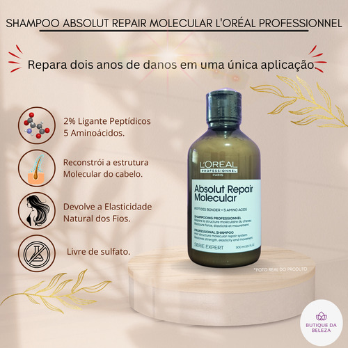 Shampoo Loreal Absolut Repair Molecular 300ml Reconstrução