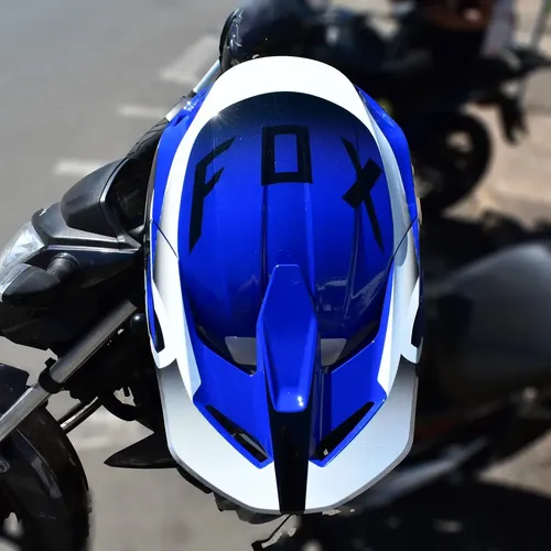 Capacete Moto Cross Trilha Off Road Fox Mx V1 Leed Azul