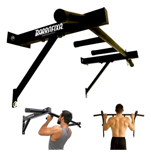 Barra Fixa De Parede Completa Pull-up Interna E Externa Preto