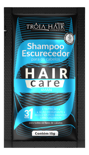 10 Sachês Shampoo Escurecedor 3 Em 1 C/ 15g Tróia Hair