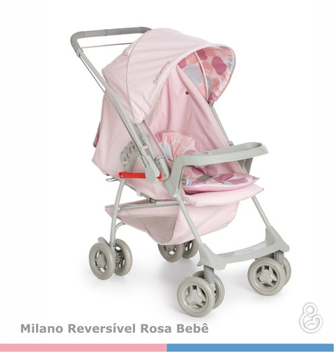 Carrinho De Bebê Milano Reversivel Ii Galzerano Rosa