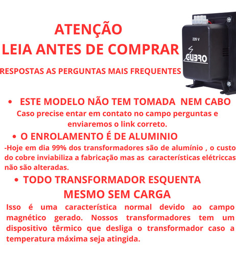 Gubro Auto Transformador 7000va Com Bloco Sindal 127 220 127