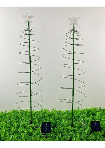 A 2 Piezas Luces Solares Árbol De Navideñas Adornos
