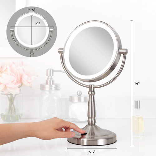 Espejo De Maquillaje Redondo Zadro 9 Led Con Luces De 5 Y 10
