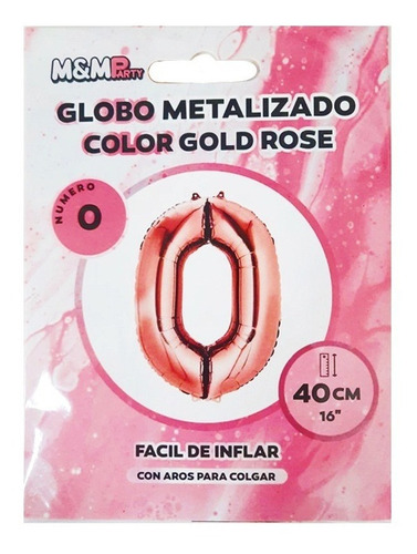Globo Metalizado Numeros Rosa Gold 40 Cm Con Aros