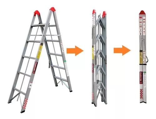 Escalera De Aluminio Portátil Y Resistente 5 Peldaños 150 Kg Color