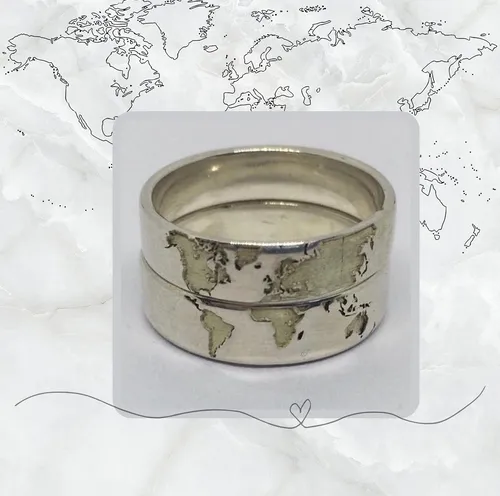 Anillo mapamundi plata sales