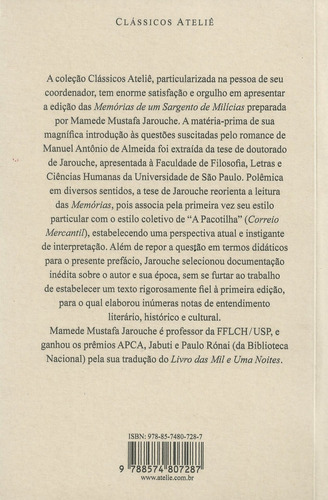 Memórias de um sargento de milícias, de Almeida, Manuel Antônio de. Clássicos Ateliê Editorial Ateliê Editorial Ltda - EPP, capa mole em português, 2016