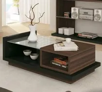 Comprar Mesa De Centro Sala Melamina Vidrio Moderno (antihumedad)