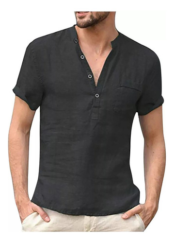 Camisa De Manga Corta Para Hombre Camiseta De Lino De Verano