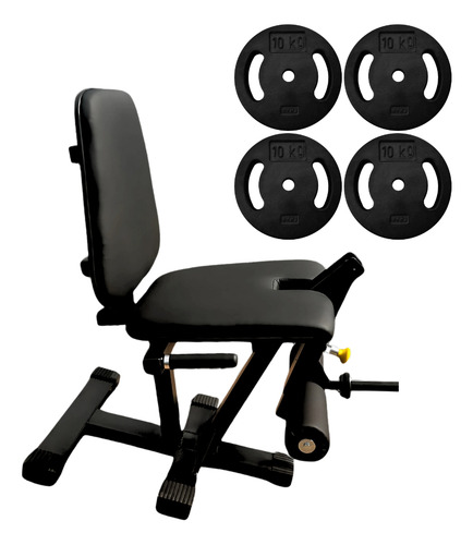 Kit Cadeira Extensora Anilhada Academia + 4 Anilhas De 10kg