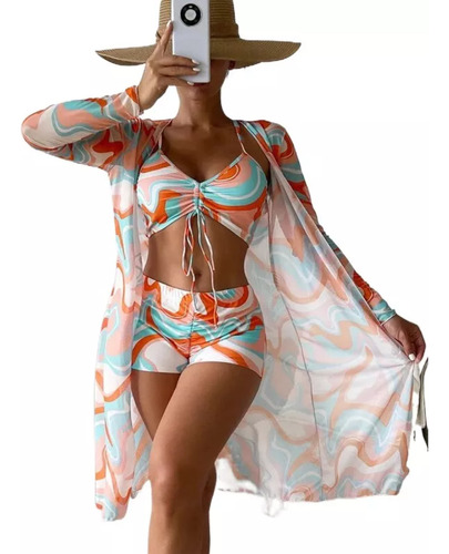 Bikini De Cordones Con Estampado Integral Y Cobertura De Kim